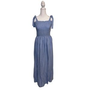 Dusty Blue Boho Spaghetti Strap Long Maxi Dress